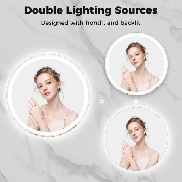 Кръгло огледало за баня с LED осветление и регулируема яркост, Ø 60 см, снимка 7