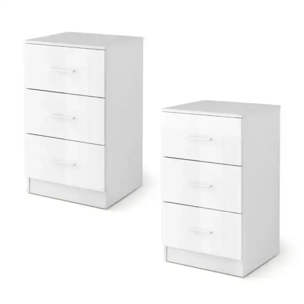 Комплект от 2 шкафчета с по 3 чекмеджета, 37,1 × 34,2 × 66,5 см, бели
