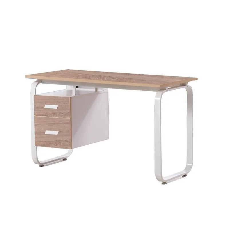 Работно бюро Shape O, 120 × 60 × 76 см, меламин дъб, бял метал, с контейнер