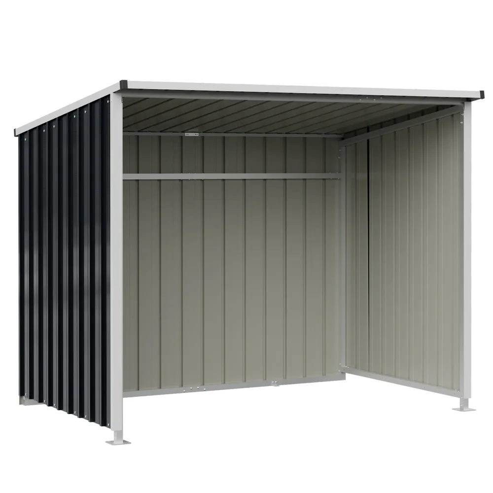 Метална градинска барака с подсилващи напречни греди, 2,5 м², 204 × 120 × 159 см, сива