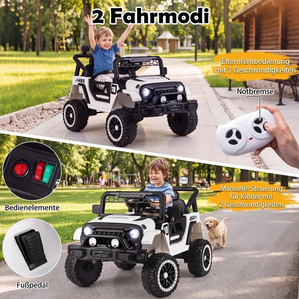 Детска електрическа кола 12 V с 2 режима на управление и дистанционно, до 60 кг, черна, снимка 4