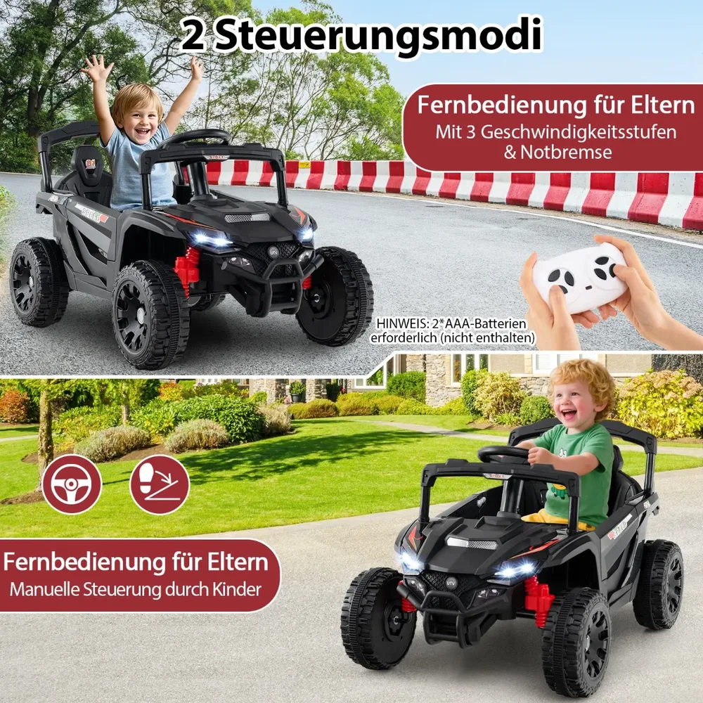 Детска електрическа кола UTV 12 V с дистанционно управление, черна, снимка 7