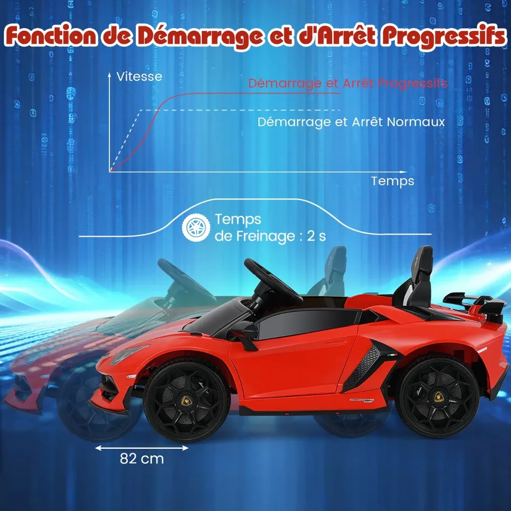 Детска електрическа кола Lamborghini 12V с дистанционно и хидравлични врати, червена, снимка 7