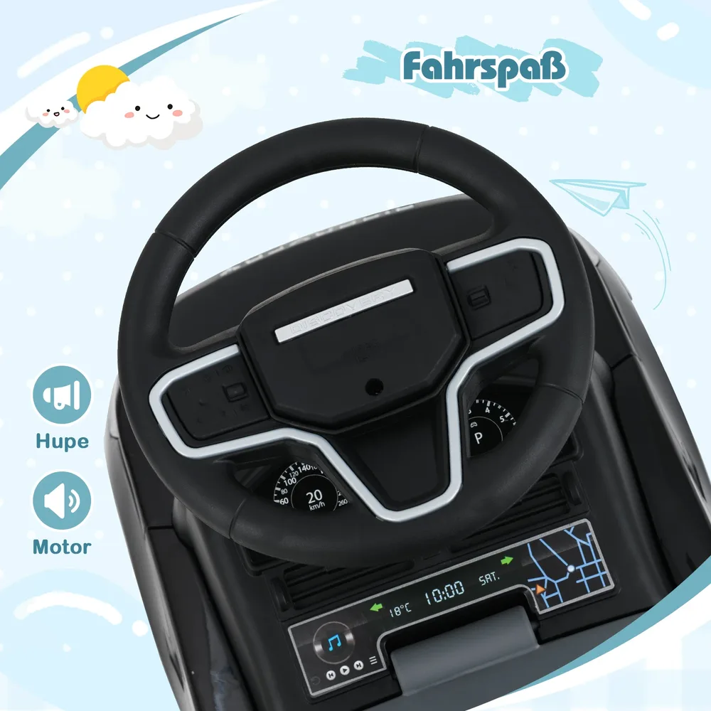 Детска кола за каране с крачета с клаксон, звуци и отделение под седалката, черна, снимка 2