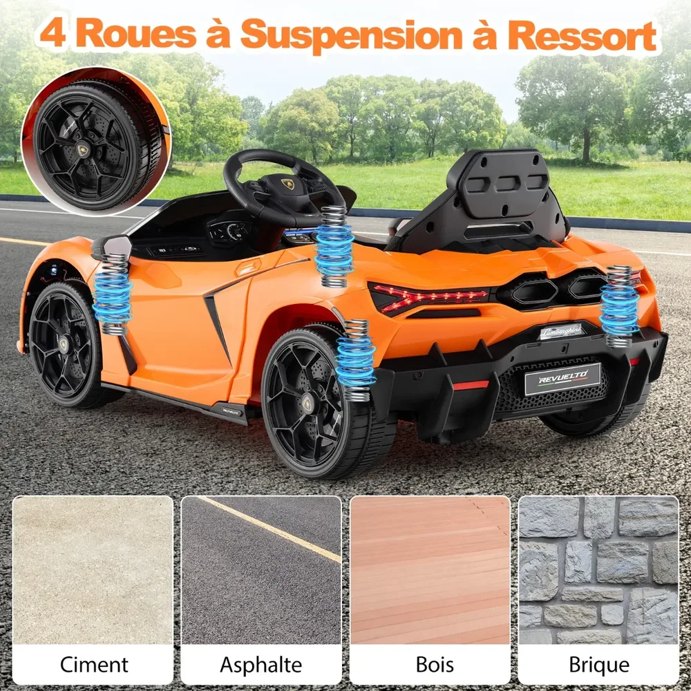 Детска електрическа кола Lamborghini Revuelto 12V с дистанционно, оранжева, снимка 5