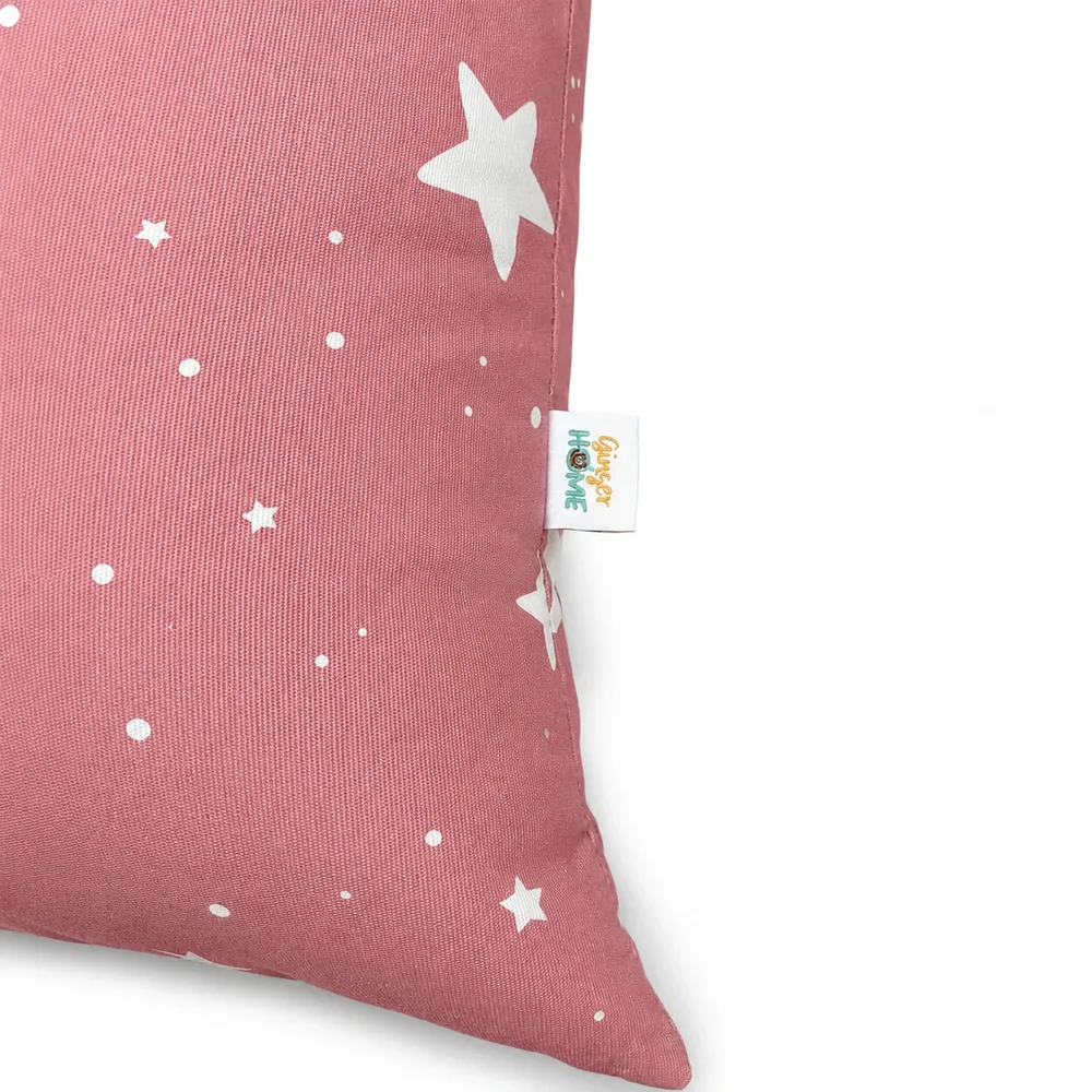 Детски пуф лежанка Little Stars, 100% памук, розов барбарон със звезди, 127x81x76 см, снимка 8