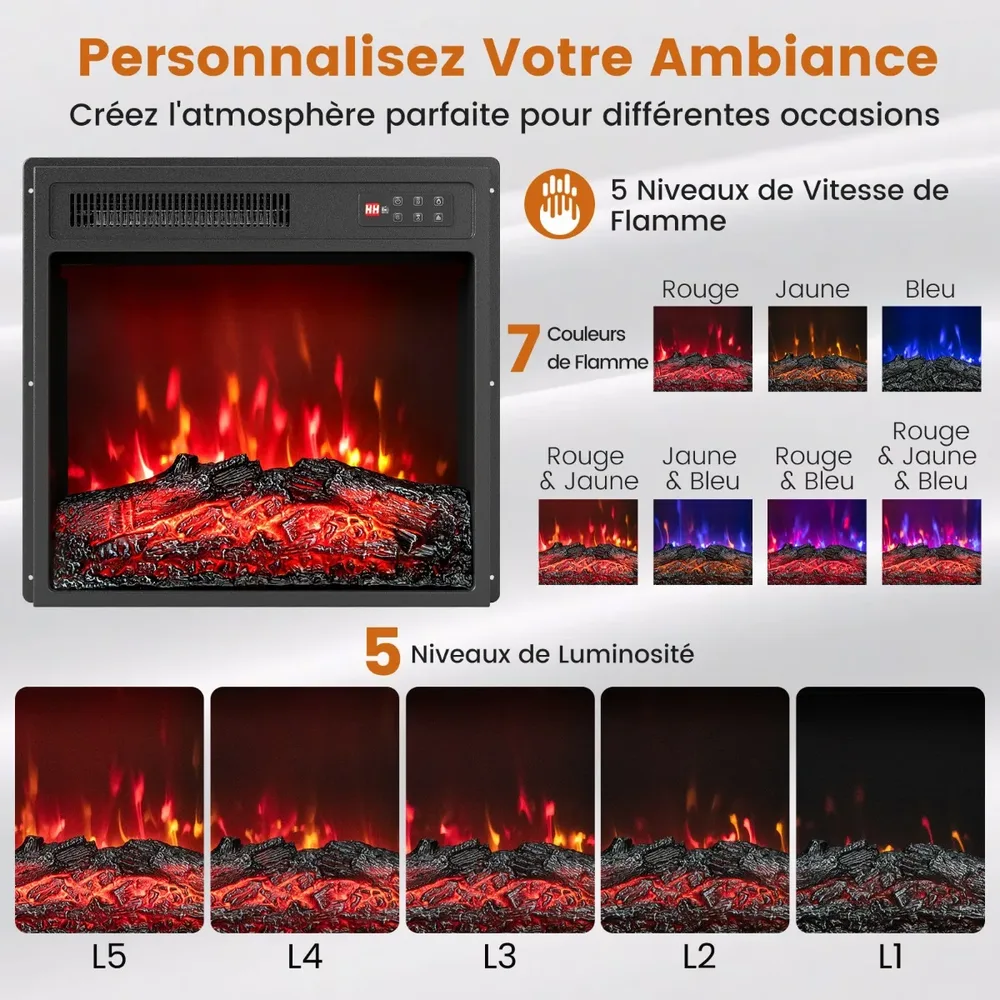 Електрическа камина-нагревател 750/1500 W с дистанционно и 7 цвята на пламъка, снимка 6