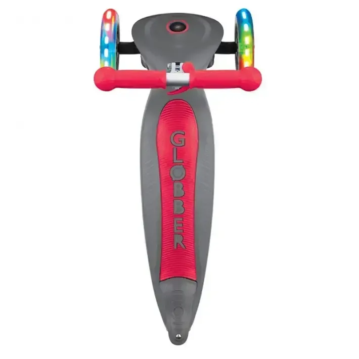 Сгъваема тротинетка със светещи колела Globber Primo Foldable Lights, сиво-червена, снимка 4