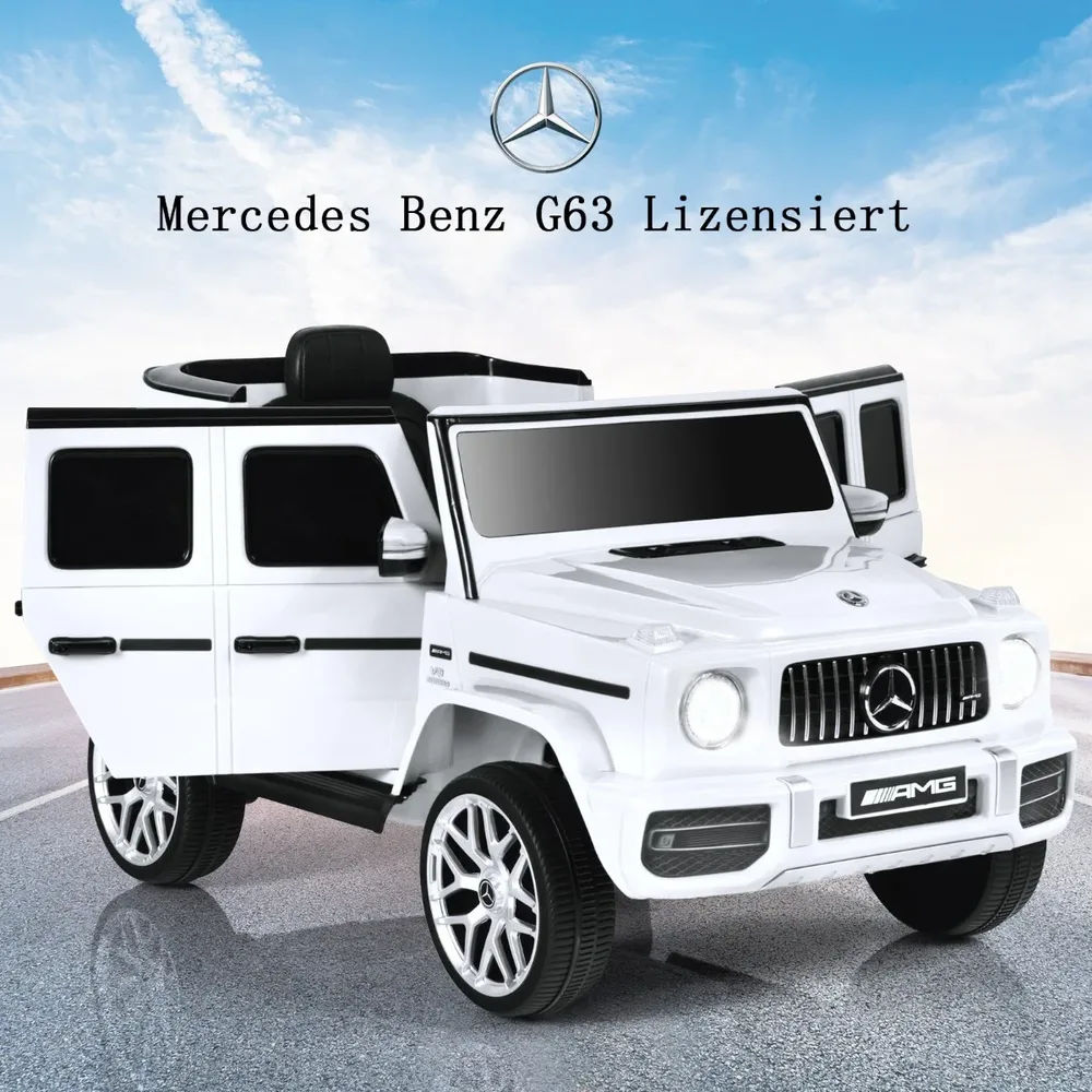 Детска електрическа кола Mercedes-Benz G63 12V с музика и фарове, бяла, снимка 5