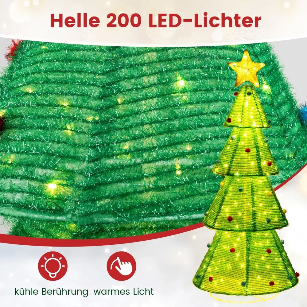 Сгъваема светеща коледна елха за открито с 200 LED светлини, 190 см, снимка 7