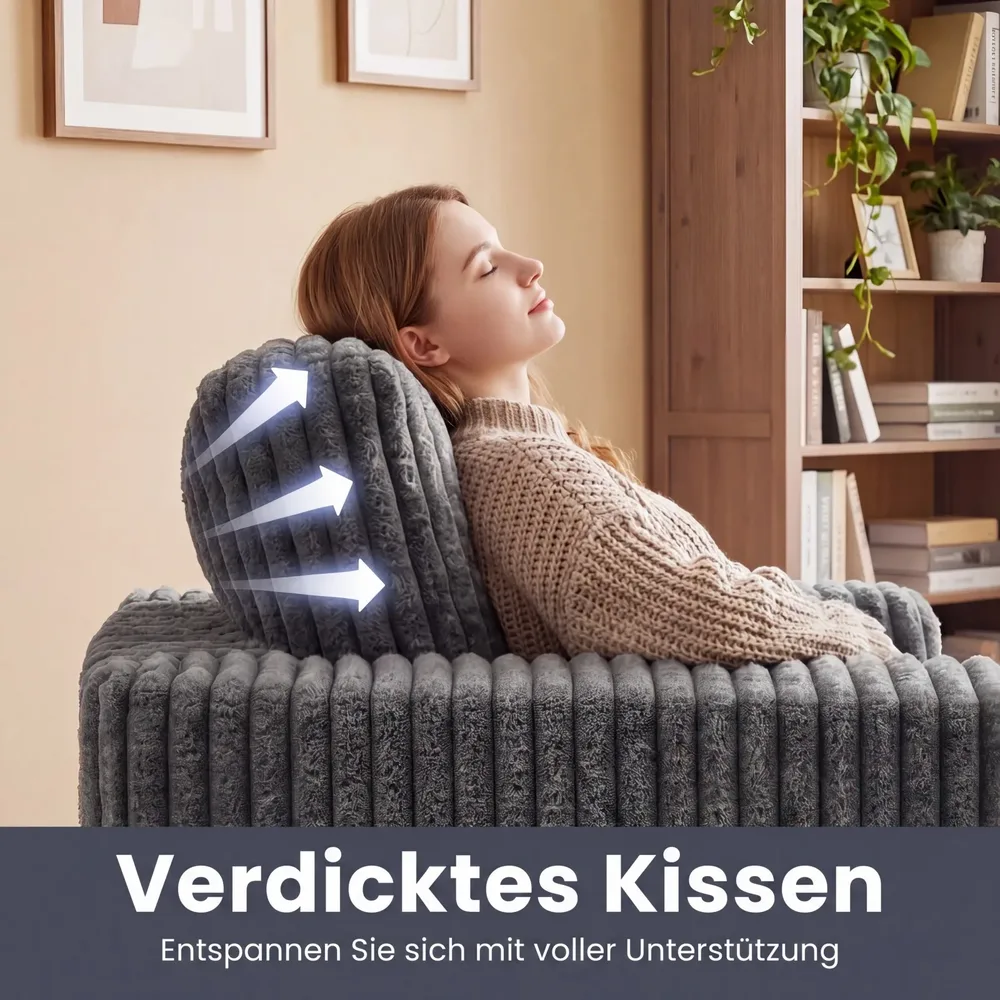 Пухкав безкаркасен диван със сваляем калъф и възглавница, сив, снимка 5