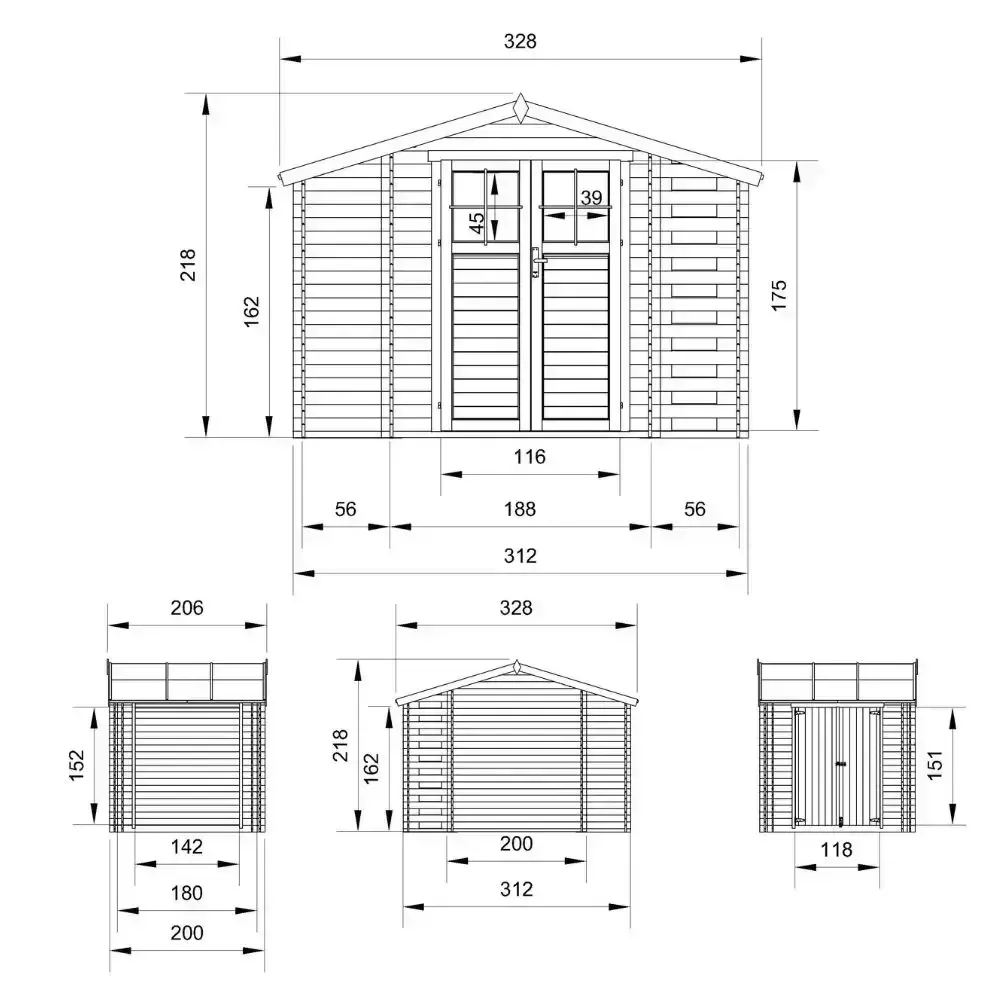 Дървена барака без под – 312 × 200 см – 6 м², снимка 4