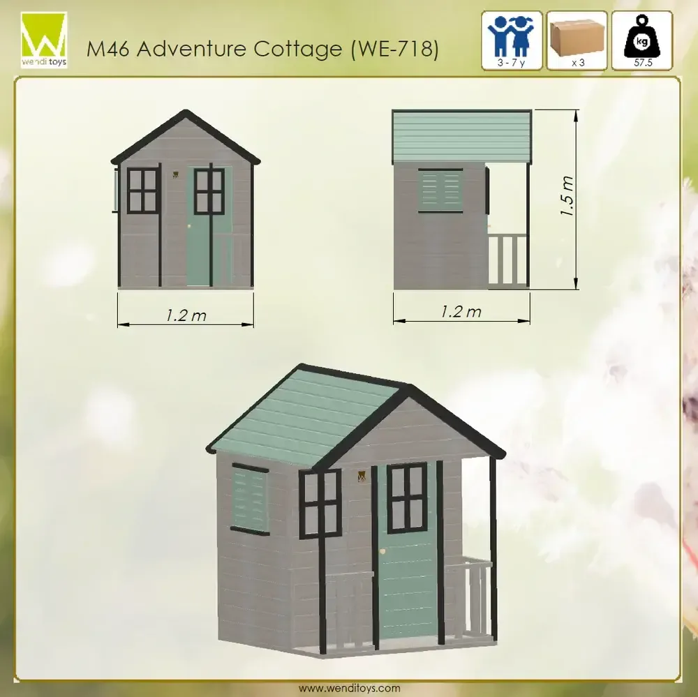 Детска къщичка за приключения Cottage House - Пастелно зелен, снимка 8