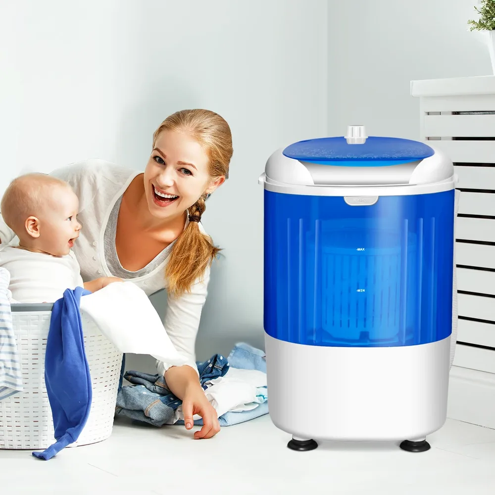 Мини пералня с центрофуга 2,5 кг, 170 W, за пътуване, синя, снимка 8