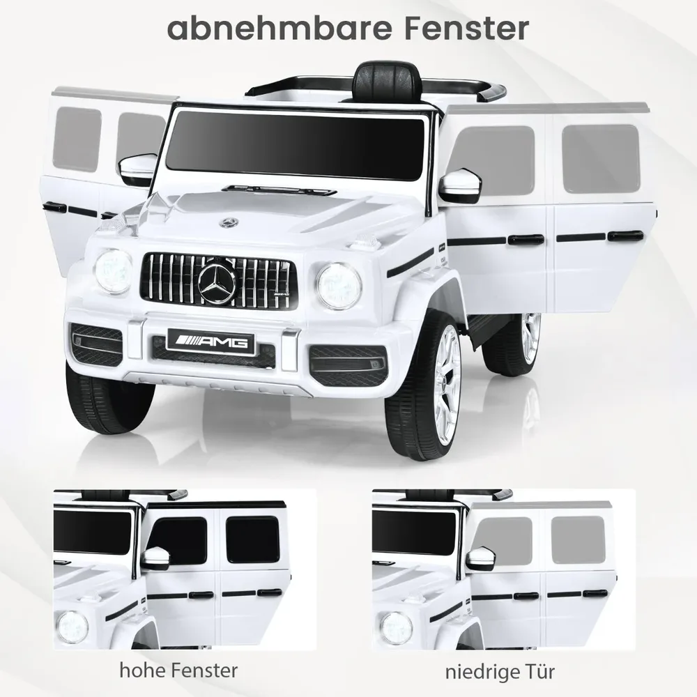 Детска електрическа кола Mercedes-Benz G63 12V с музика и фарове, бяла, снимка 4