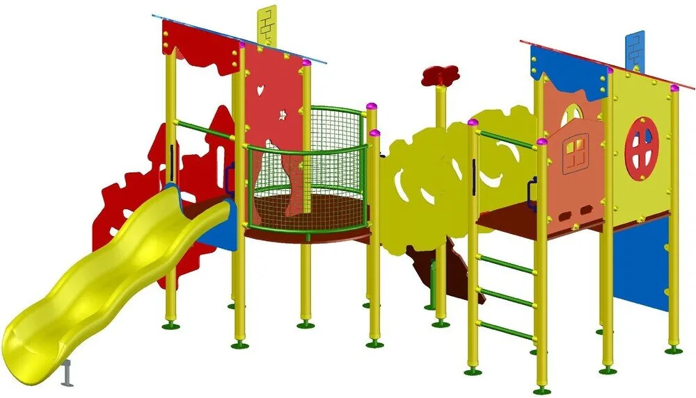 Комбинирано детско съоръжение PS0039-2 – 4,30 × 4,16 × 2,52 м
