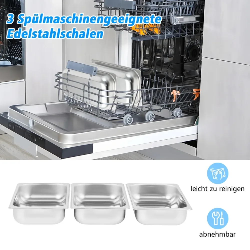 Електрически бейн-мари 3 в 1 с 3 тави, 9 л, 450 W, до 150 °C, снимка 3