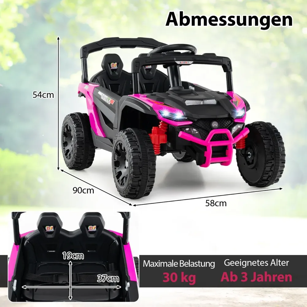 Детска електрическа кола UTV 12 V с дистанционно управление, розова, снимка 3