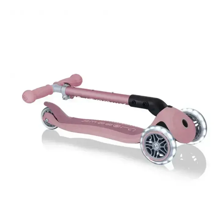 Сгъваема еко тротинетка с 3 колела GLOBBER JUNIOR FOLDABLE LIGHTS ECOLOGIC – цвят бери, снимка 6