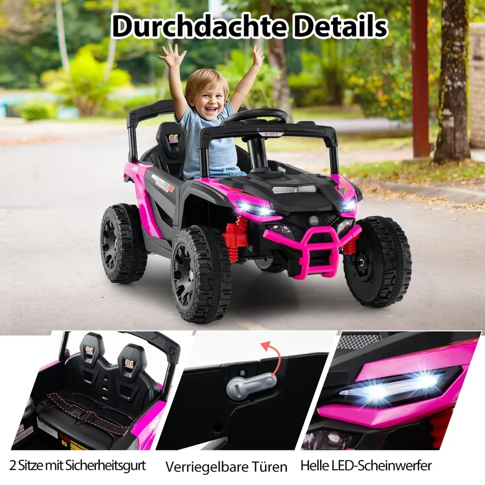 Детска електрическа кола UTV 12 V с дистанционно управление, розова, снимка 2