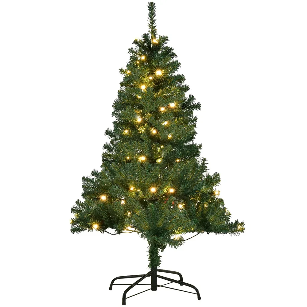 Изкуствена коледна елха със светещи LED вериги, 120 см