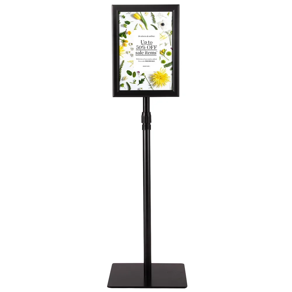 Информационна стойка за плакат A4 с регулируема височина, 33 × 24 см, черна, снимка 4