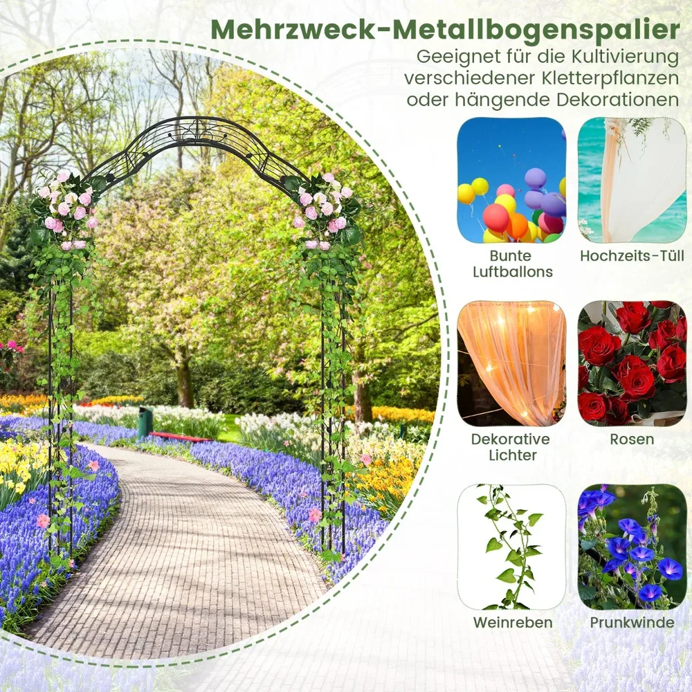 Комплект от 2 полукръгли метални арки за рози, 150 × 39 × 250 см, черни, снимка 7