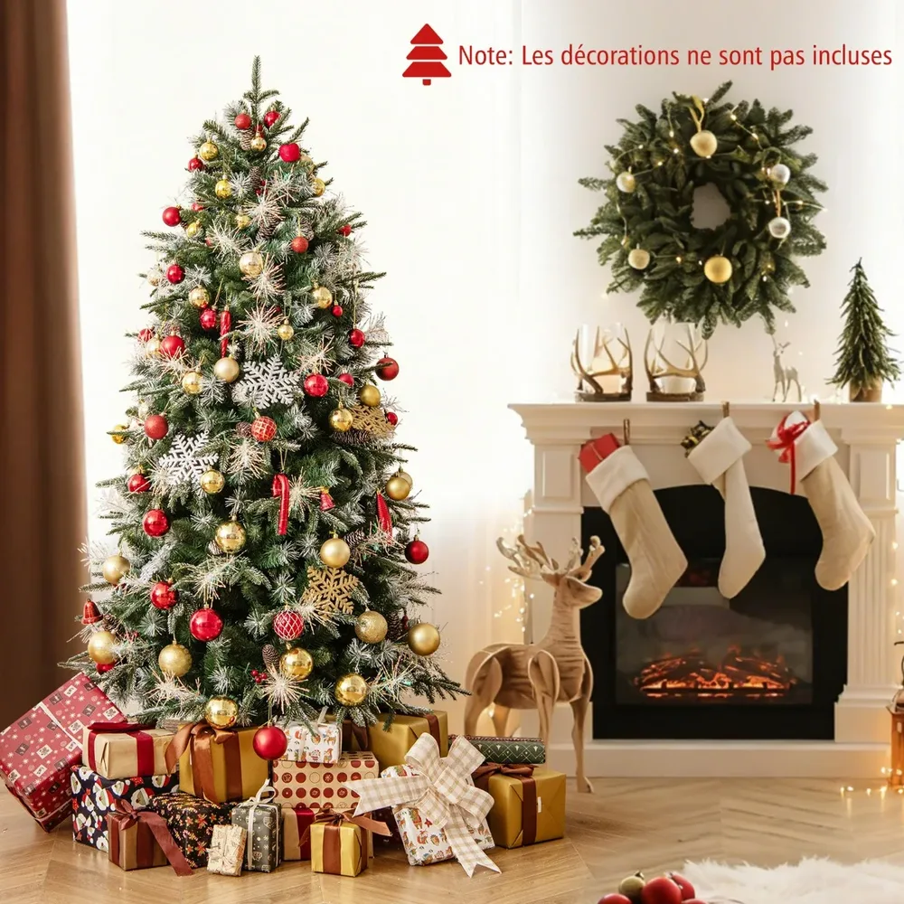 Коледна елха на панти с вградени 270 LED, PE/PVC/PET клони и 8 режима, 180 см, снимка 3