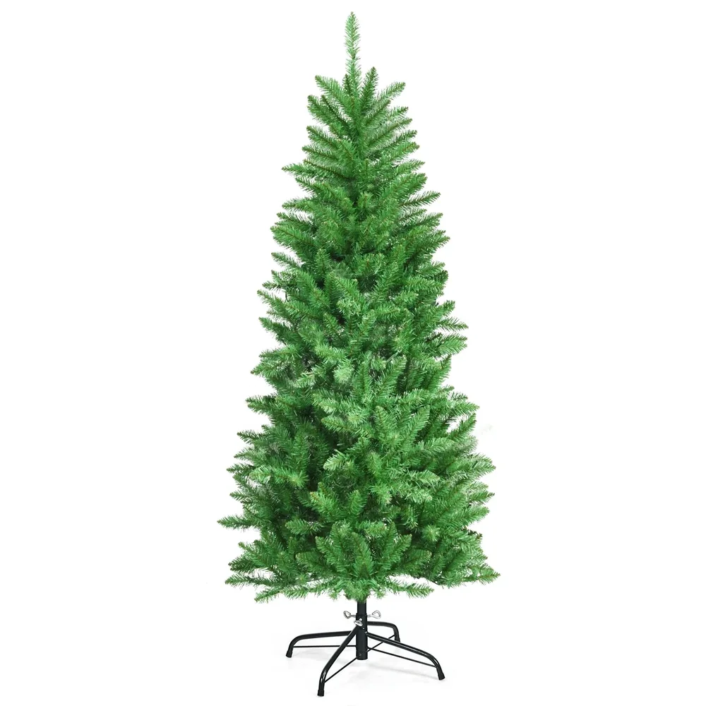 Изкуствена тясна елха с LED светлини, 150 см, снимка 4