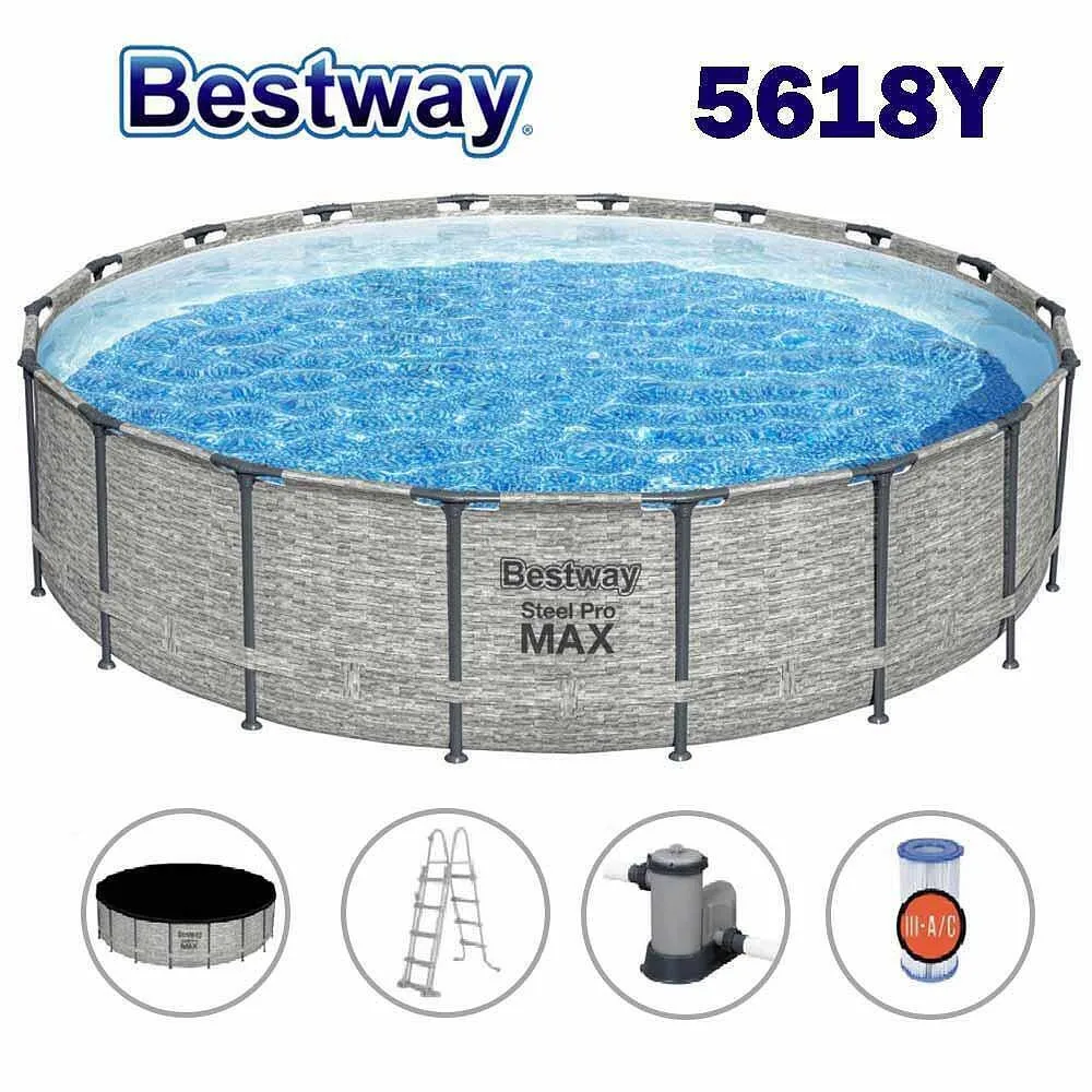 Сглобяем басейн Steel Pro MAX 549 × 122 см с помпа и стълба