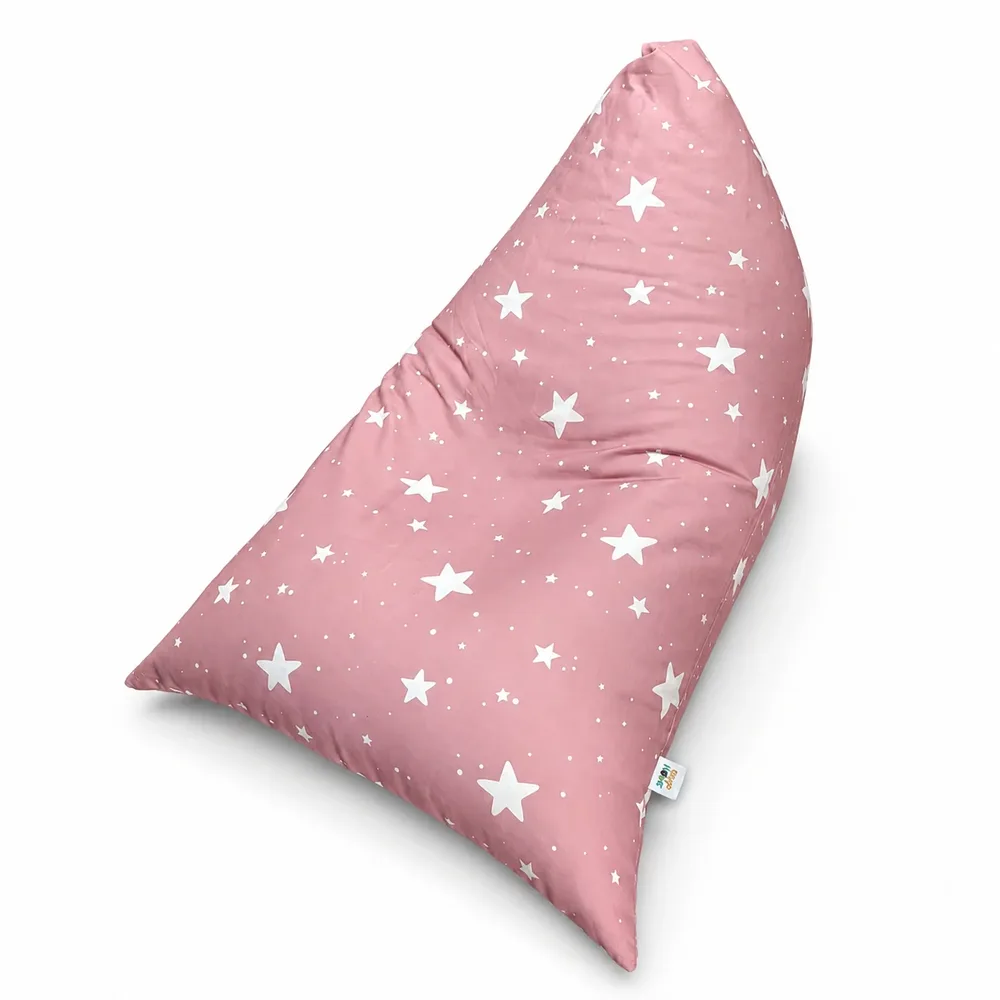 Детски пуф лежанка Little Stars, 100% памук, розов барбарон със звезди, 127x81x76 см, снимка 7