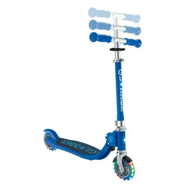 Детска сгъваема тротинетка с две светещи колела Globber Flow Foldable Junior Lights - синя, снимка 7