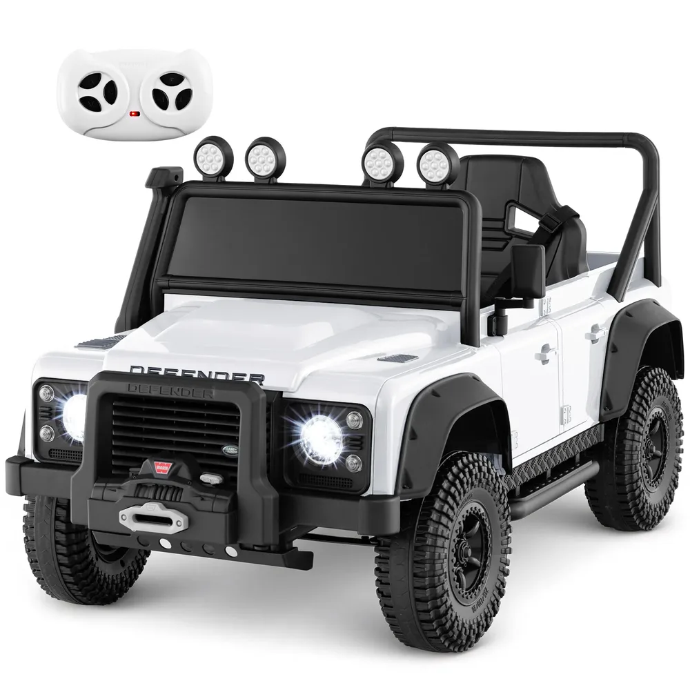 Детска електрическа кола Land Rover Defender с дистанционно за родителите, бяла, снимка 3