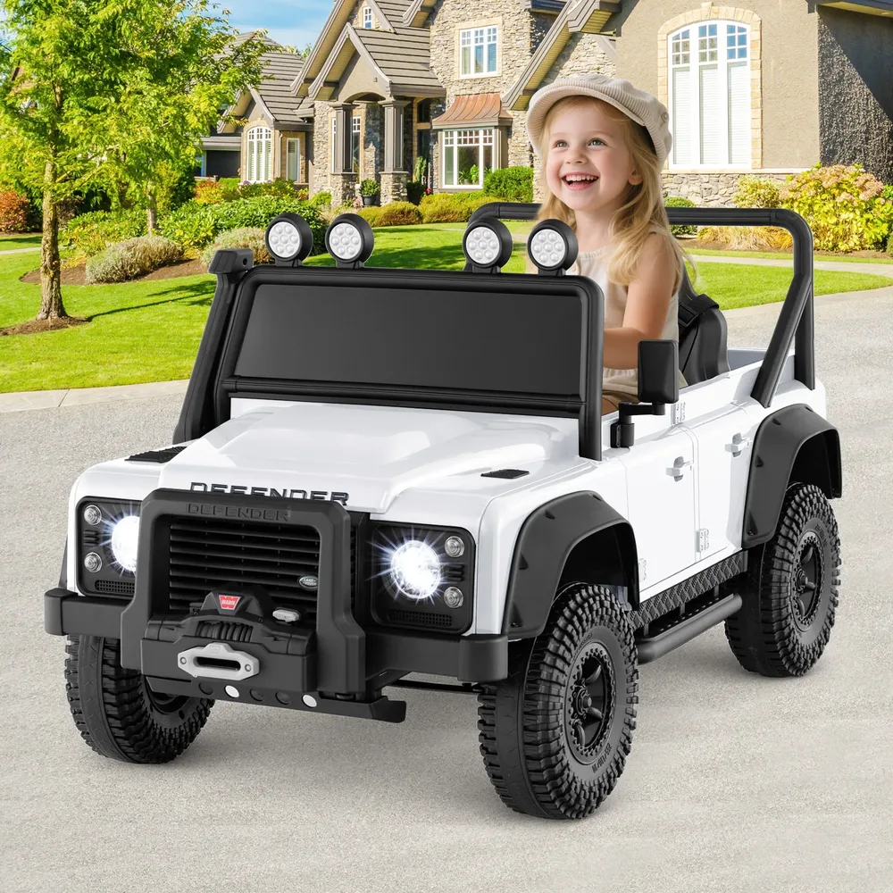 Детска електрическа кола Land Rover Defender с дистанционно за родителите, бяла