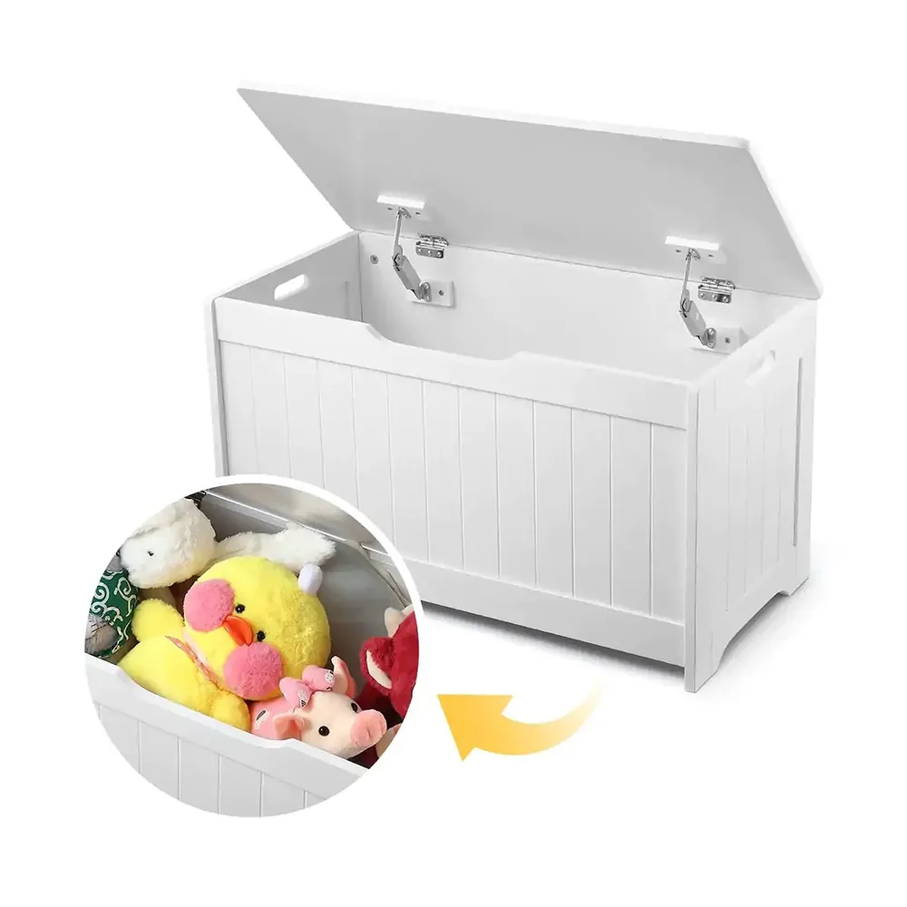 Детска ракла за играчки и пейка 2 в 1 дървена JWTR-3086 WHITE, снимка 6