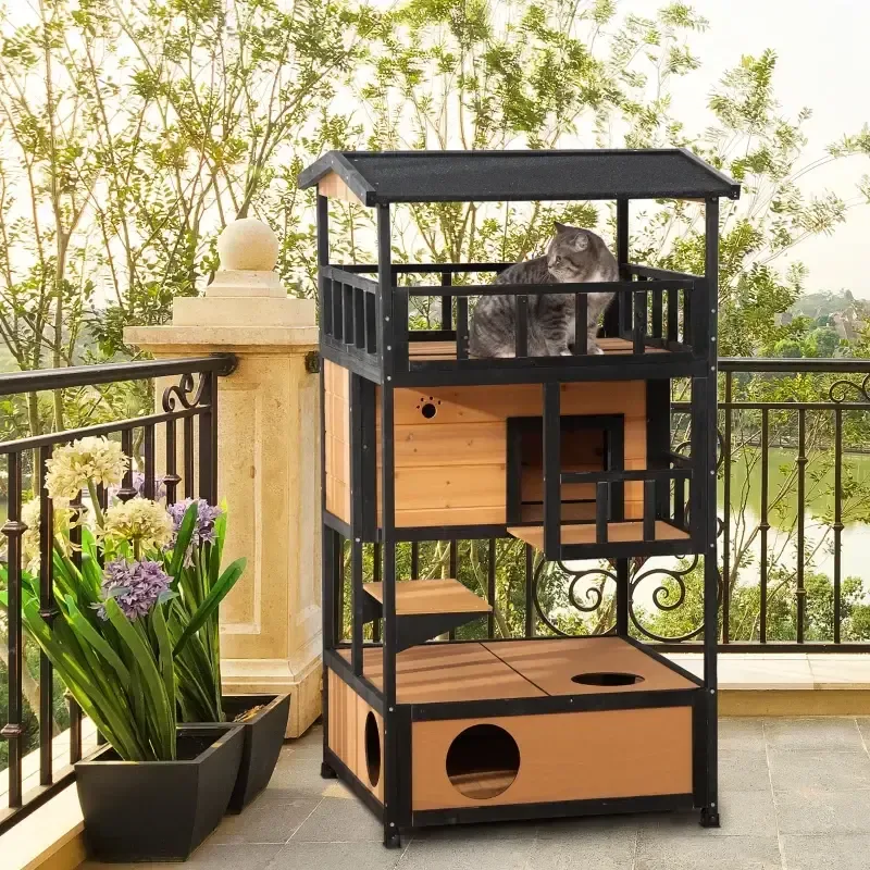 Къщичка за котки устойчива на атмосферни влияния - 75,5 × 75 × 137 см, снимка 7
