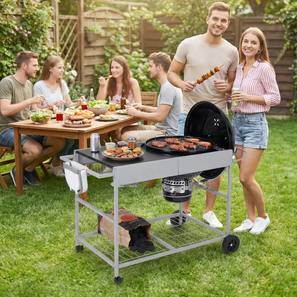 Мобилна маса за грил Weber Original Kettle 46–56 см, за къмпинг, черна, снимка 3