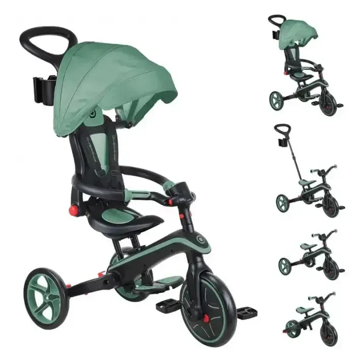 Детска триколка 4 в 1 GLOBBER EXPLORER TRIKE FOLDABLE, сгъваема, цвят маслина, снимка 2