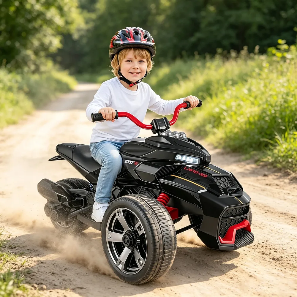 Детска електрическа четириколка 12 V със скорост 3–7 км/ч, черна, снимка 2