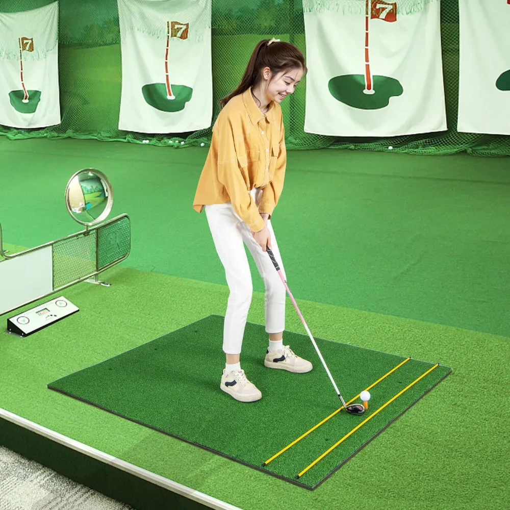 Голф постелка от изкуствена трева с 2 тий и 2 насочващи пръчки, 152 × 122 см, 32 мм, снимка 2