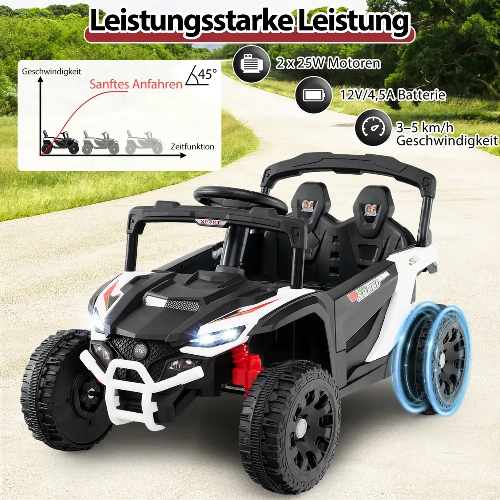 Детска електрическа кола UTV 12 V с дистанционно управление, бяла, снимка 7