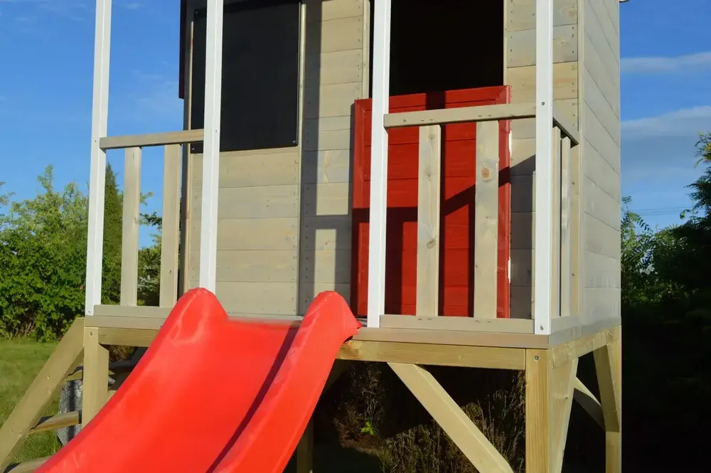 Детска къща за игра Summer Adventure House с платформа и пързалка, снимка 4