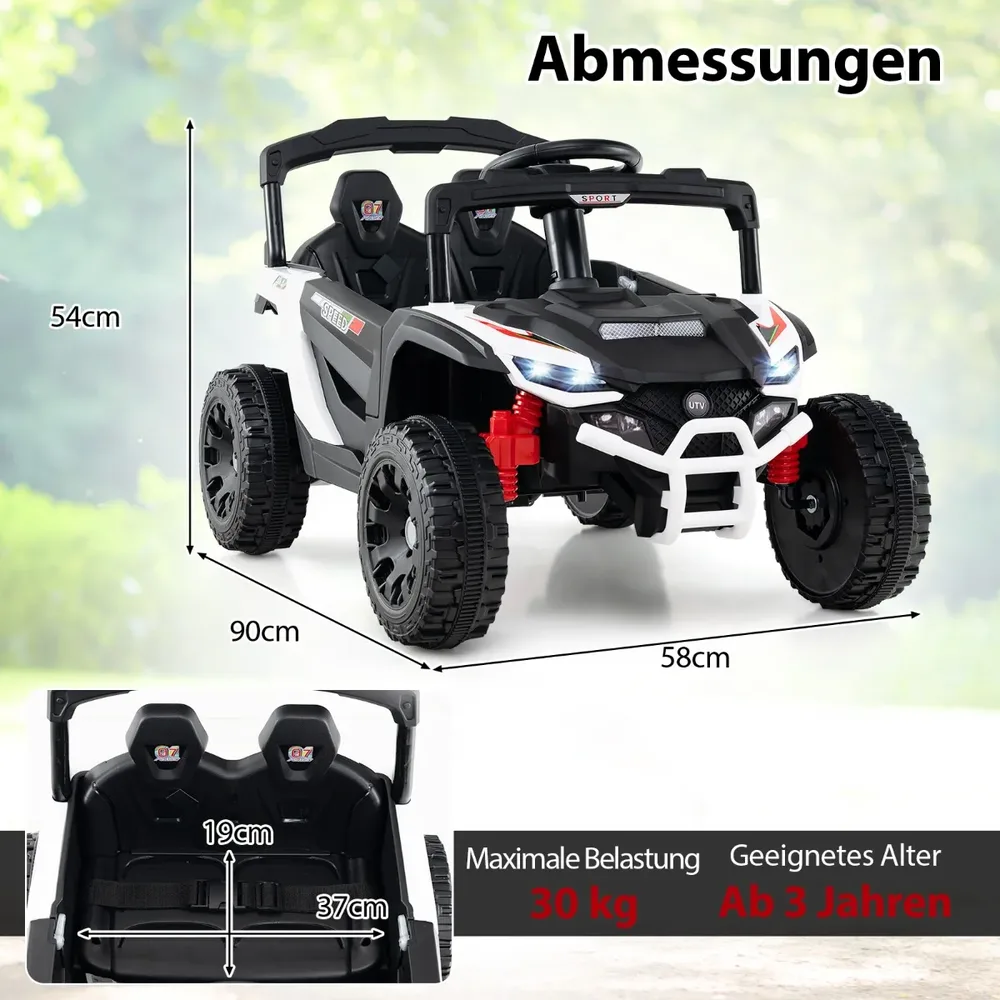 Детска електрическа кола UTV 12 V с дистанционно управление, бяла, снимка 4