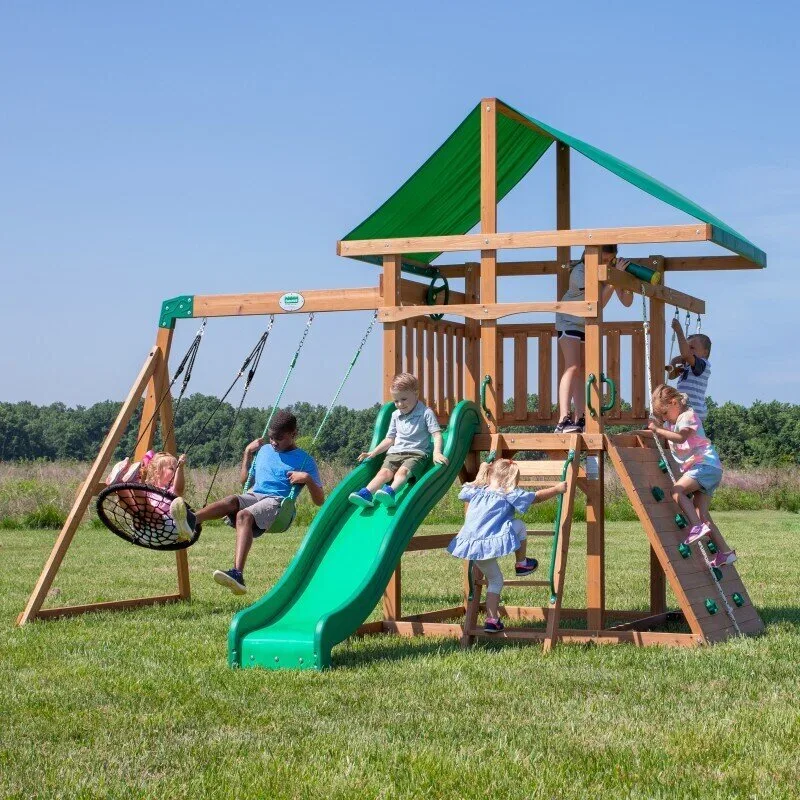 Кула за игра Grayson Peak с люлки, пързалка и стена за катерене – код TTB2101050, снимка 2