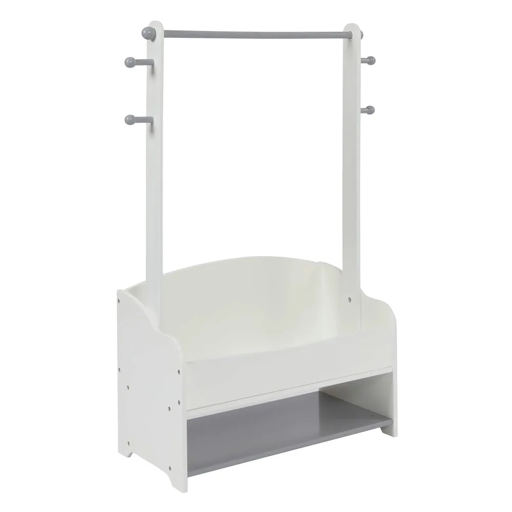 Дървена стойка за детски дрехи, етажерка с рафтове за съхранение - WHITE/GREY, снимка 2