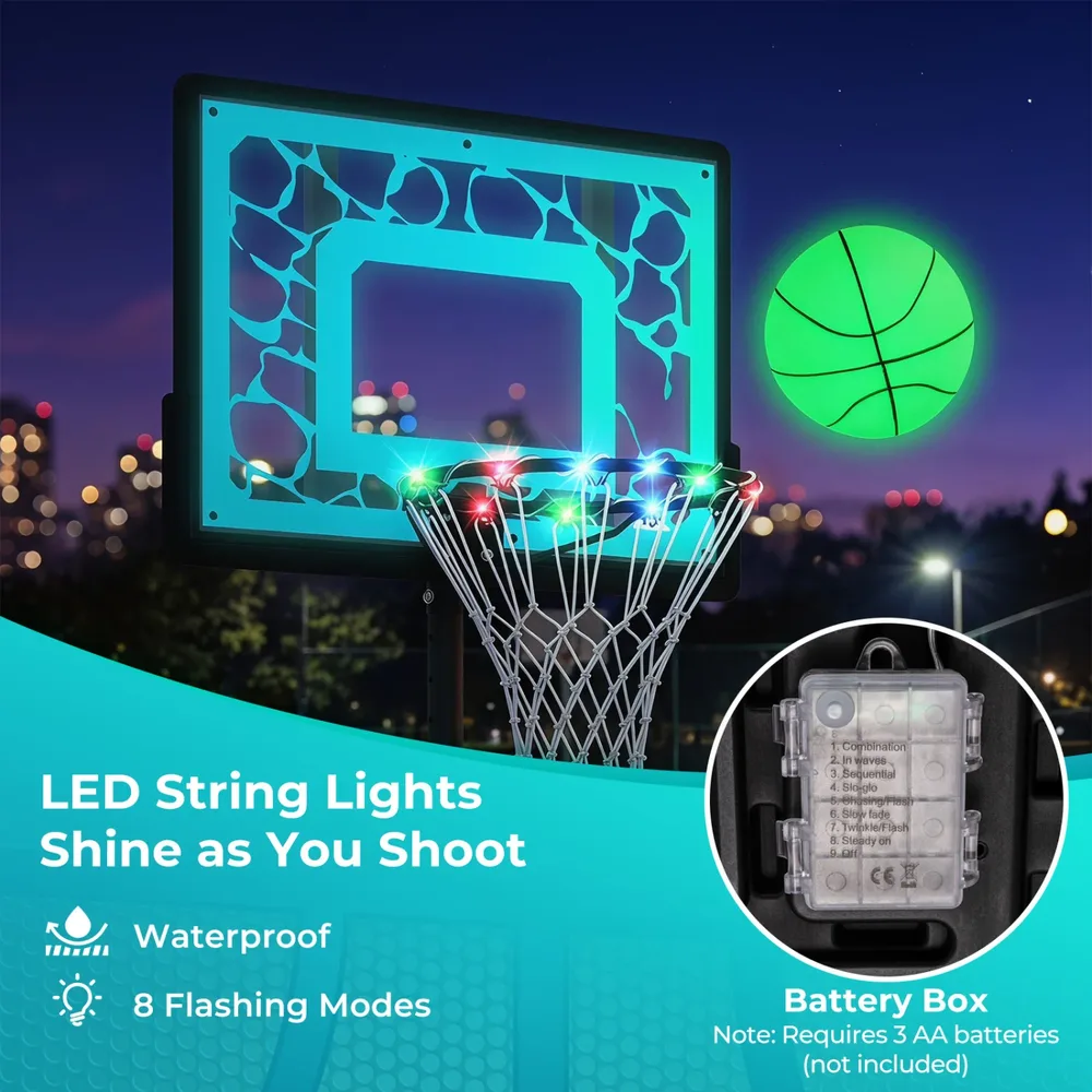 Баскетболен кош с LED светлини за басейн, двор и вечерна игра, снимка 3