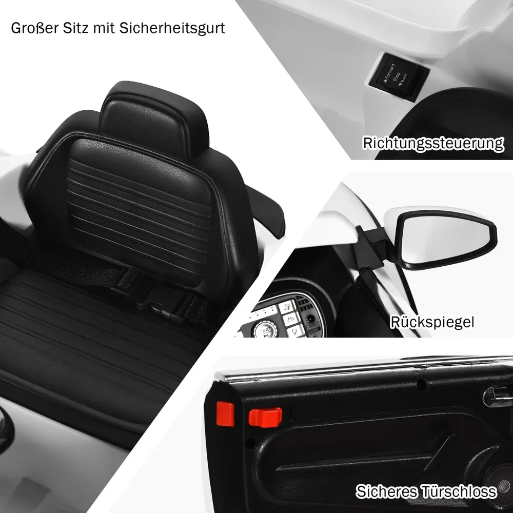 Детска електрическа кола VW Beetle с музика, 2 режима на светлини и дистанционно, бяла, снимка 8