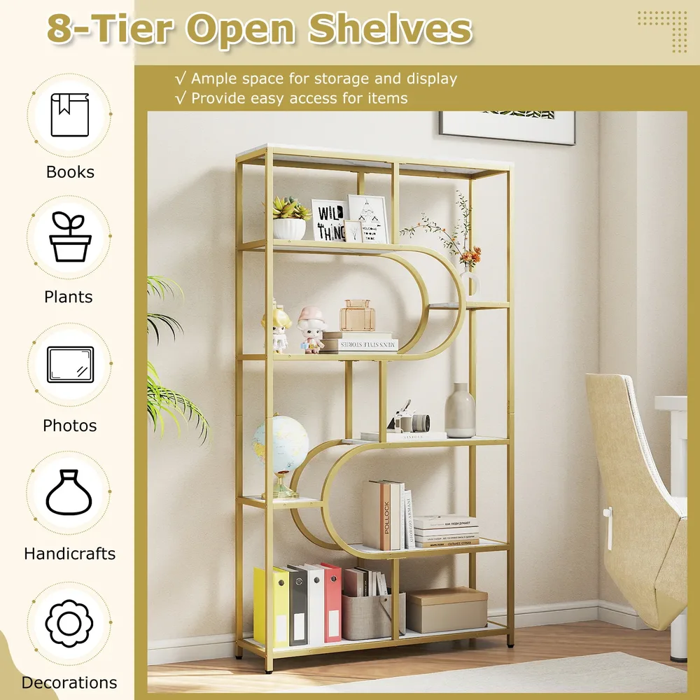 Индустриална U-образна етажерка с 8 открити рафта, 95 × 30 × 175 см, бяла, снимка 3