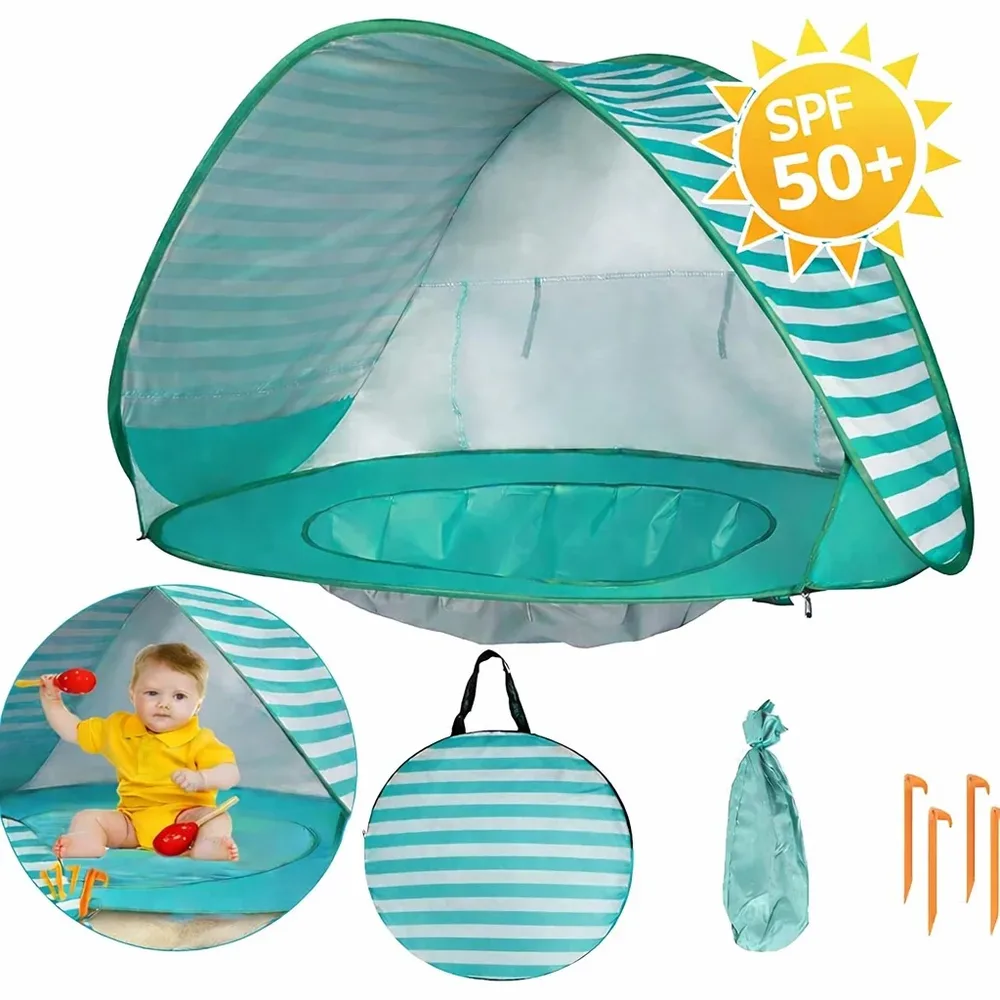 Детска Pop-Up палатка за игра с UV защита 50+ – лека и сгъваема, за плаж и градина, 120×80×70 см