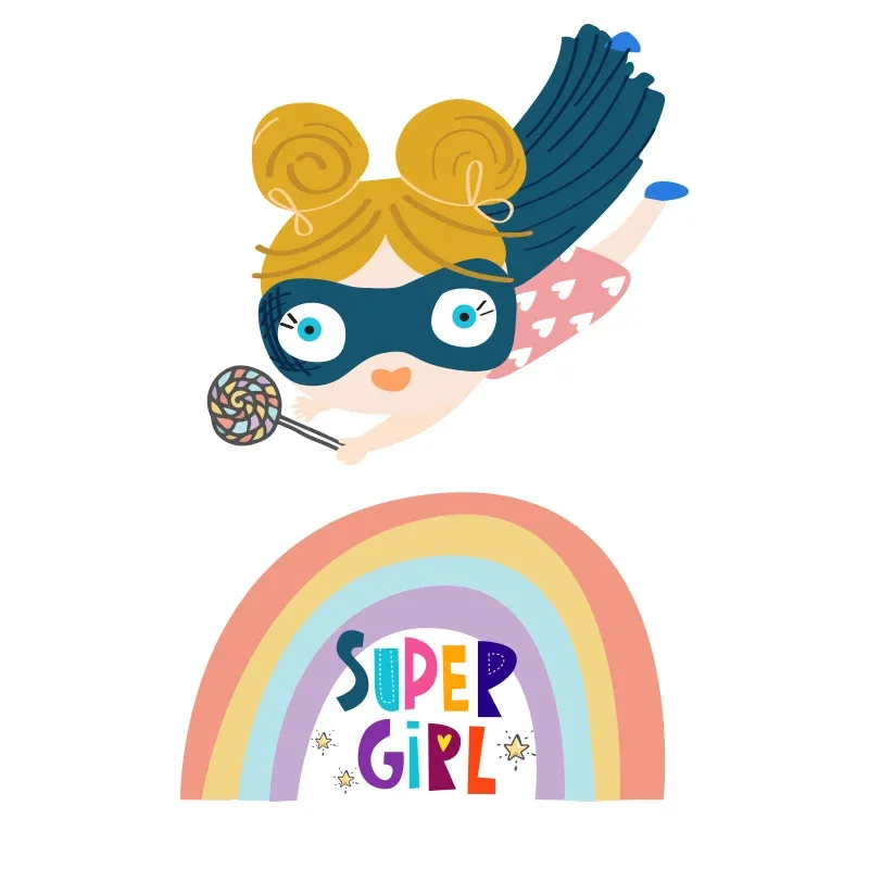 Комплект 2 броя стикери SUPER GIRL за декорация на детска стая, стена, прозорец, мебели, снимка 7